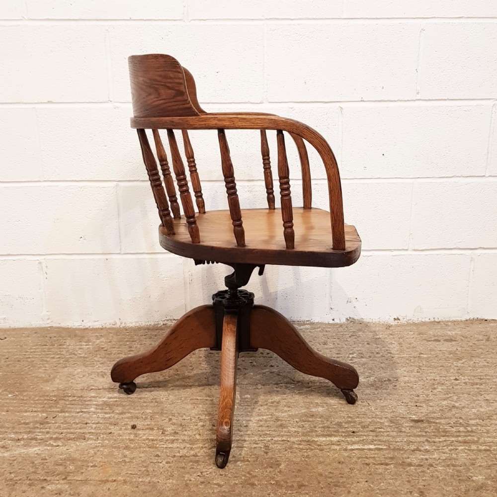ANTIQUE EDWARDIAN OAK SWIVEL DESK CHAIR C1900 View III