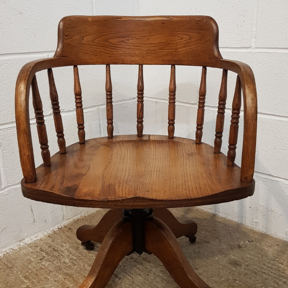 ANTIQUE EDWARDIAN OAK SWIVEL DESK CHAIR C1900 View VI