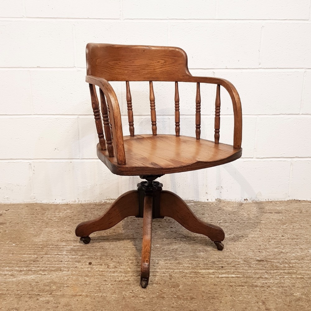 ANTIQUE EDWARDIAN OAK SWIVEL DESK CHAIR C1900 View VII