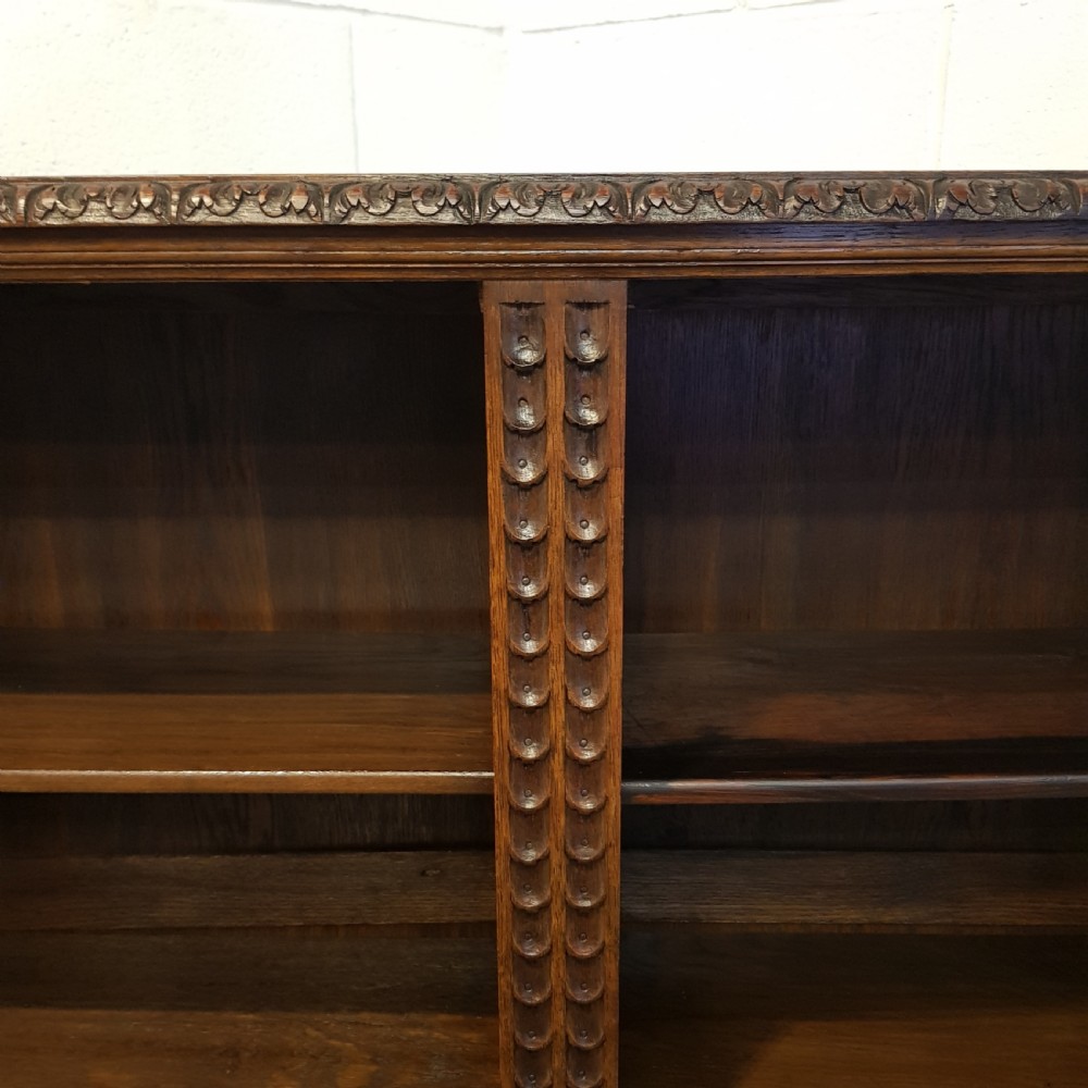 ANTIQUE VICTORIAN CARVED OAK OPEN BOOKCASE C1880 View IV