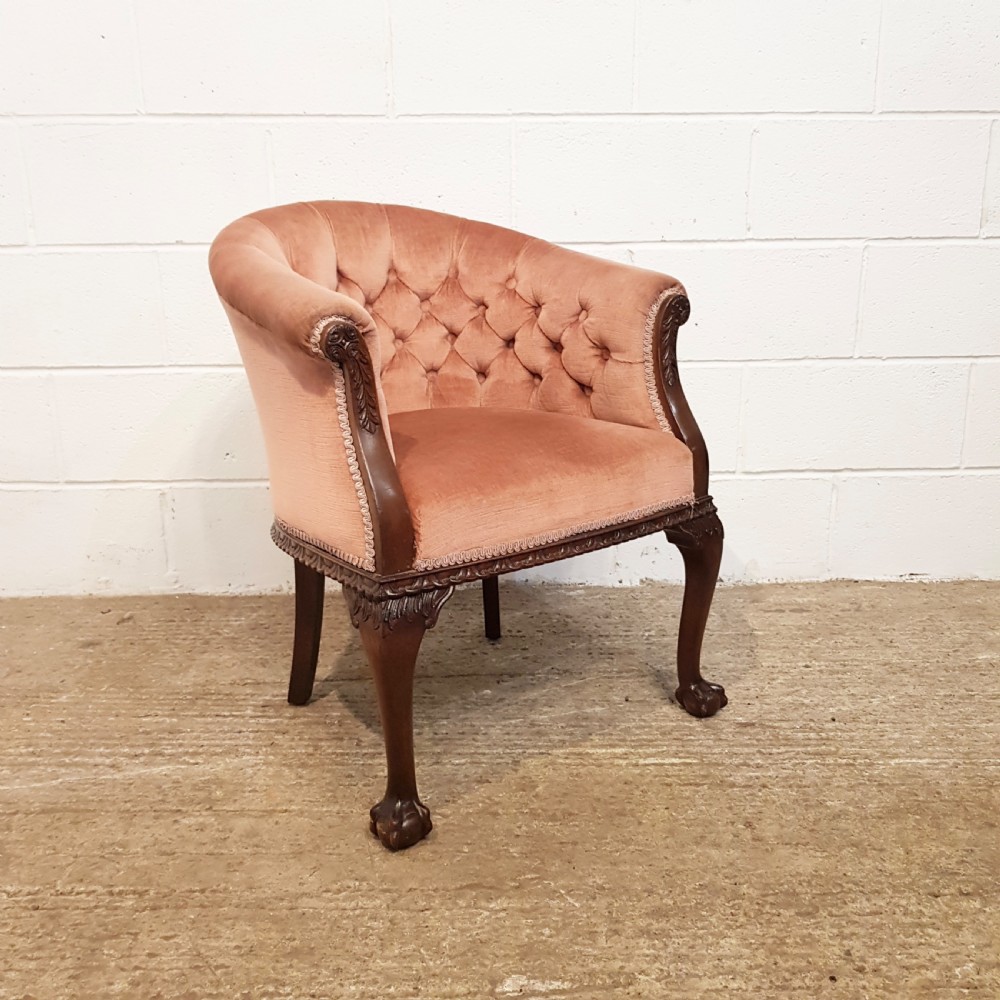 ANTIQUE PAIR EDWARDIAN MAHOGANY TUB CHAIRS  C1900 View III