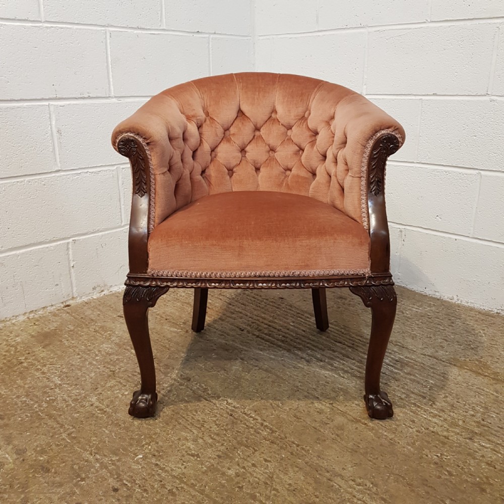 ANTIQUE PAIR EDWARDIAN MAHOGANY TUB CHAIRS  C1900 View IV