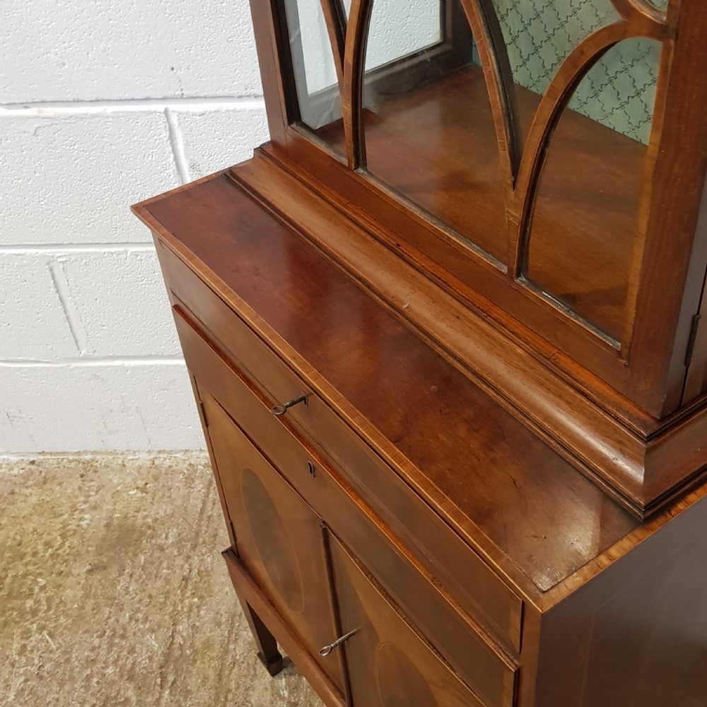 ANTIQUE EDWARDIAN TALL NARROW ASTRAGAL GLAZED MAHOGANY CABINET C19 View VII