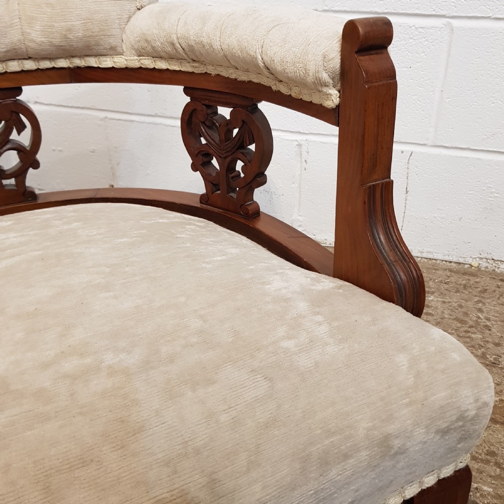 ANTIQUE PAIR EDWARDIAN WALNUT TUB SALON CHAIRS C1900 View IV