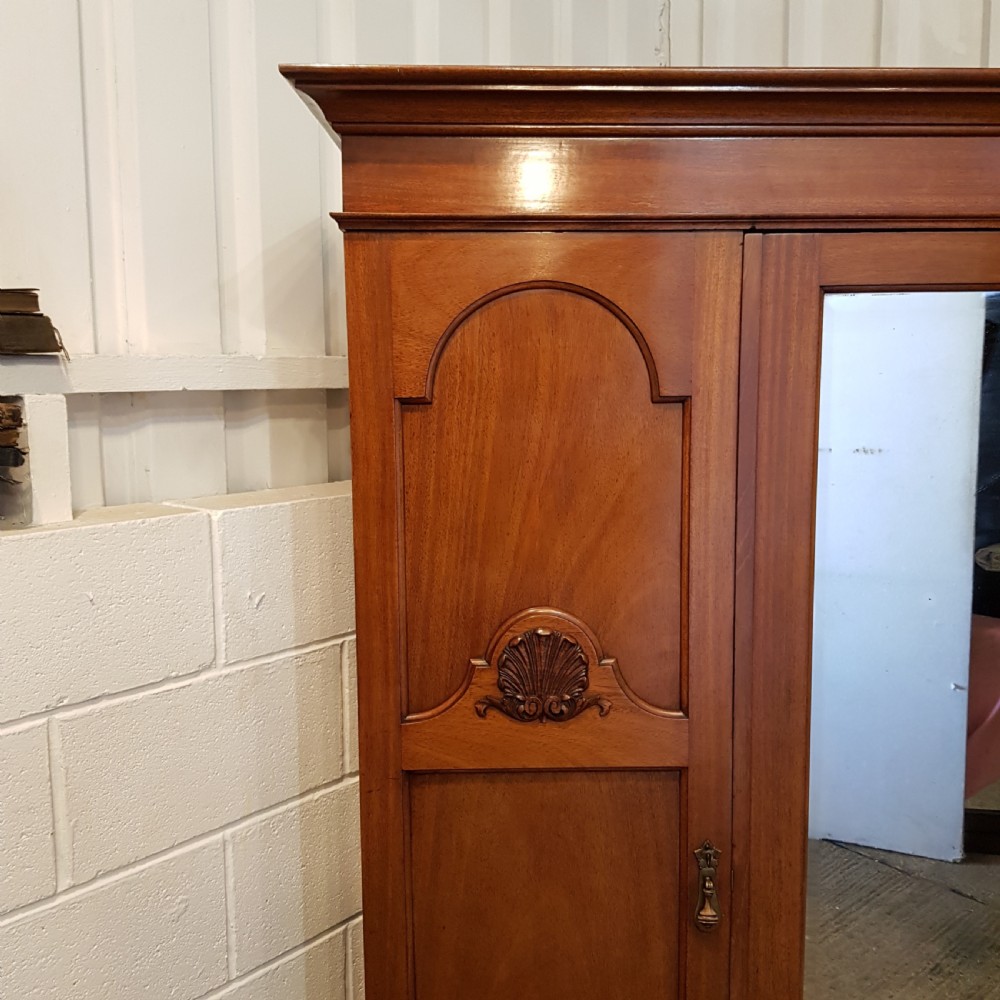 ANTIQUE EDWARDIAN WALNUT SMALL TRIPLE WARDROBE C1900 View II