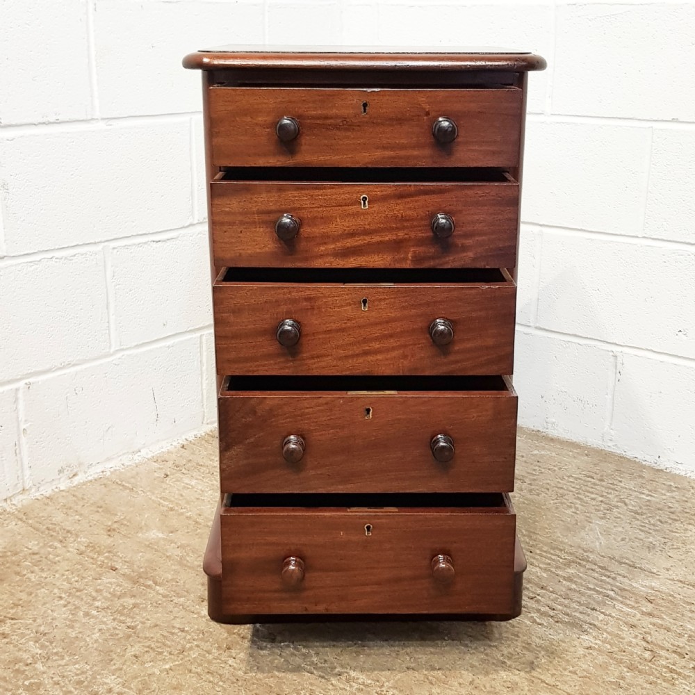 ANTIQUE PAIR VICTORIAN MAHOGANY BEDSIDE CHESTS OF DRAWERS C1880 View IV