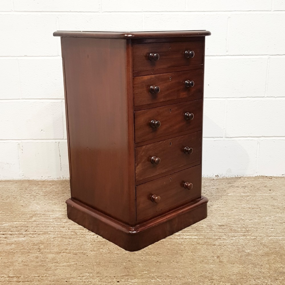 ANTIQUE PAIR VICTORIAN MAHOGANY BEDSIDE CHESTS OF DRAWERS C1880 View V