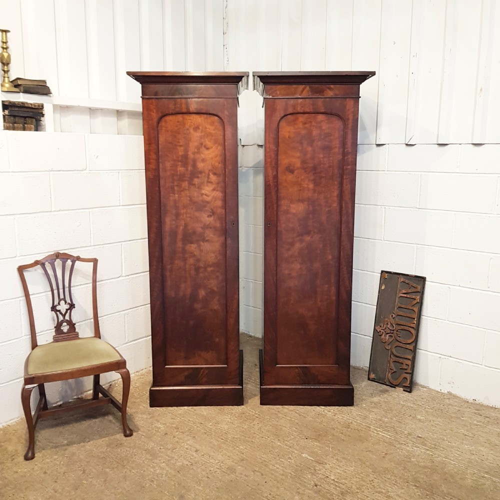 ANTIQUE VICTORIAN  PAIR MAHOGANY SENTRY BOX WARDROBES C1880