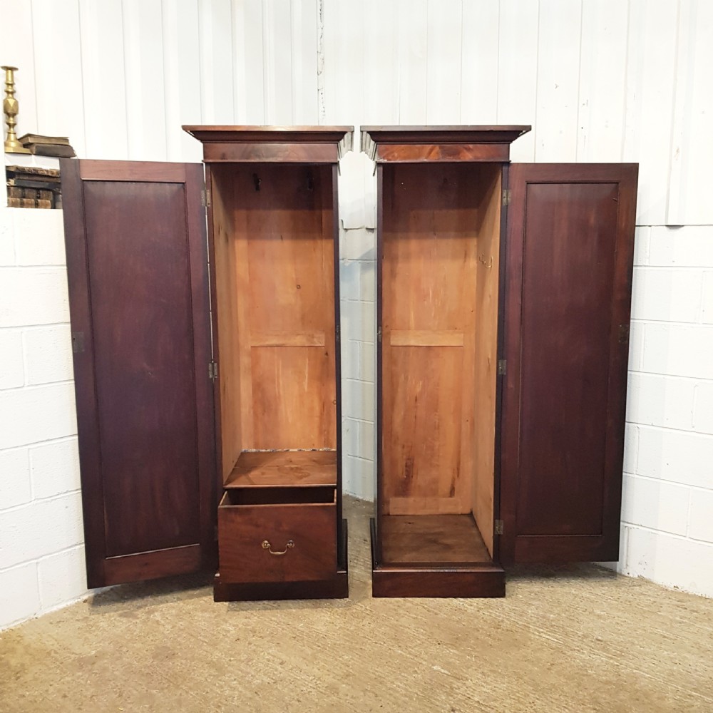 ANTIQUE VICTORIAN  PAIR MAHOGANY SENTRY BOX WARDROBES C1880 View IV