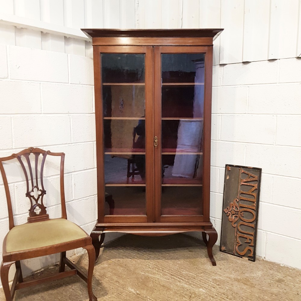 ANTIQUE EDWARDIAN MAHOGANY GLAZED BOOKCASE C1900