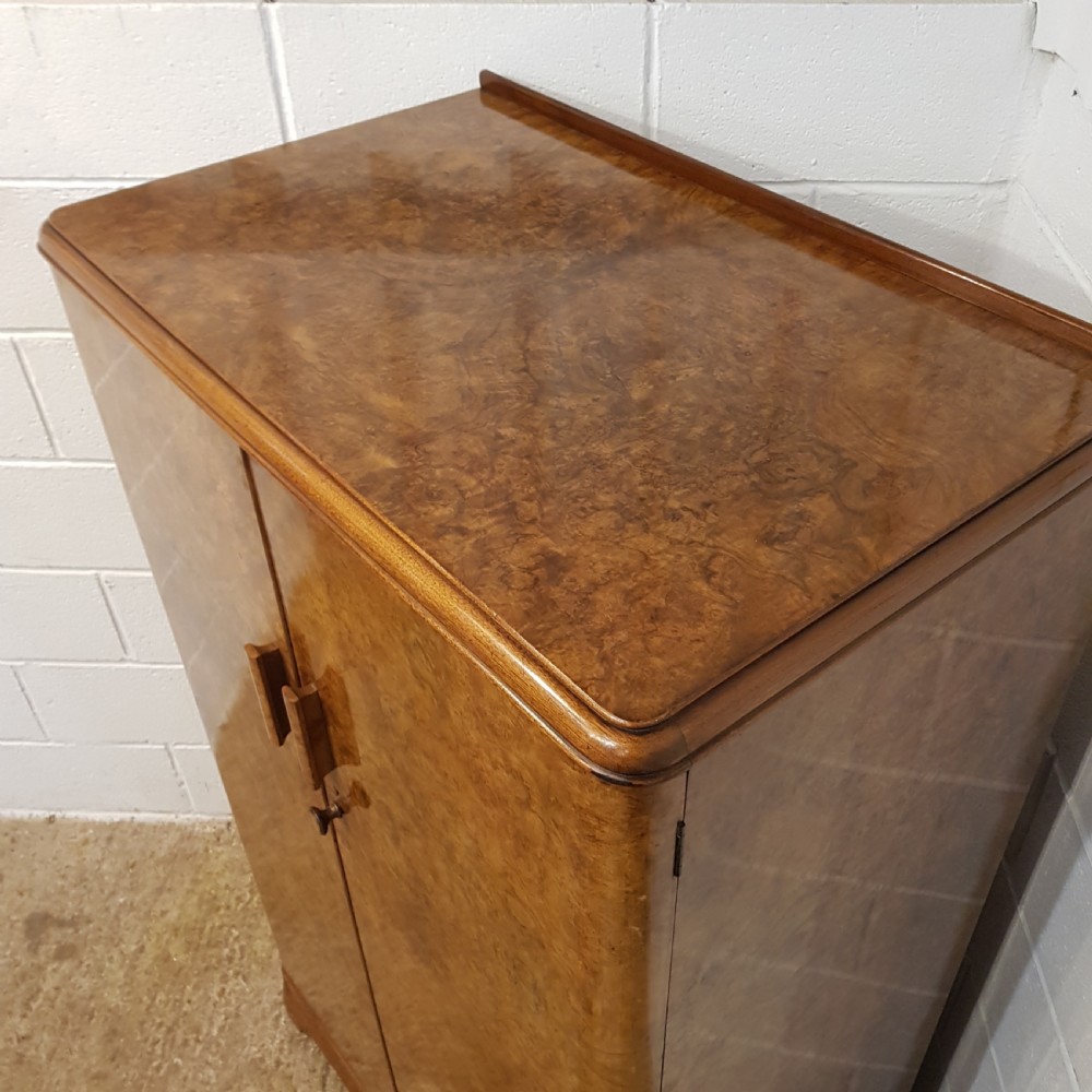 ANTIQUE ART DECO BURR WALNUT SMALL WARDROBE C1920 View III