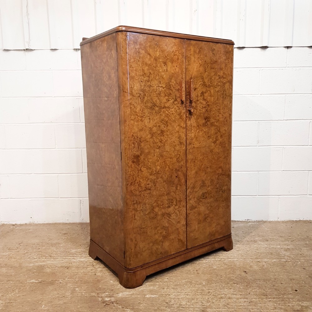 ANTIQUE ART DECO BURR WALNUT SMALL WARDROBE C1920 View IV