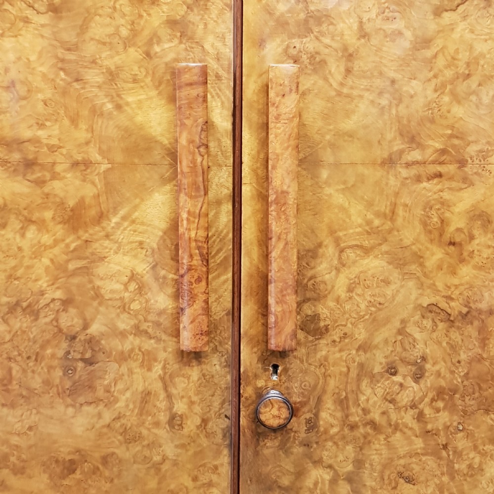 ANTIQUE ART DECO BURR WALNUT FOUR DOOR FITTED WARDROBE C1920 View III