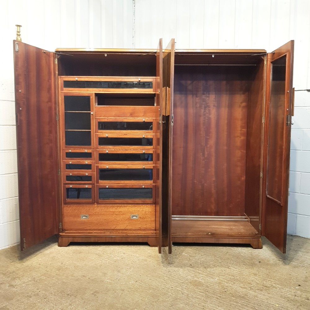 ANTIQUE ART DECO BURR WALNUT FOUR DOOR FITTED WARDROBE C1920 View IV