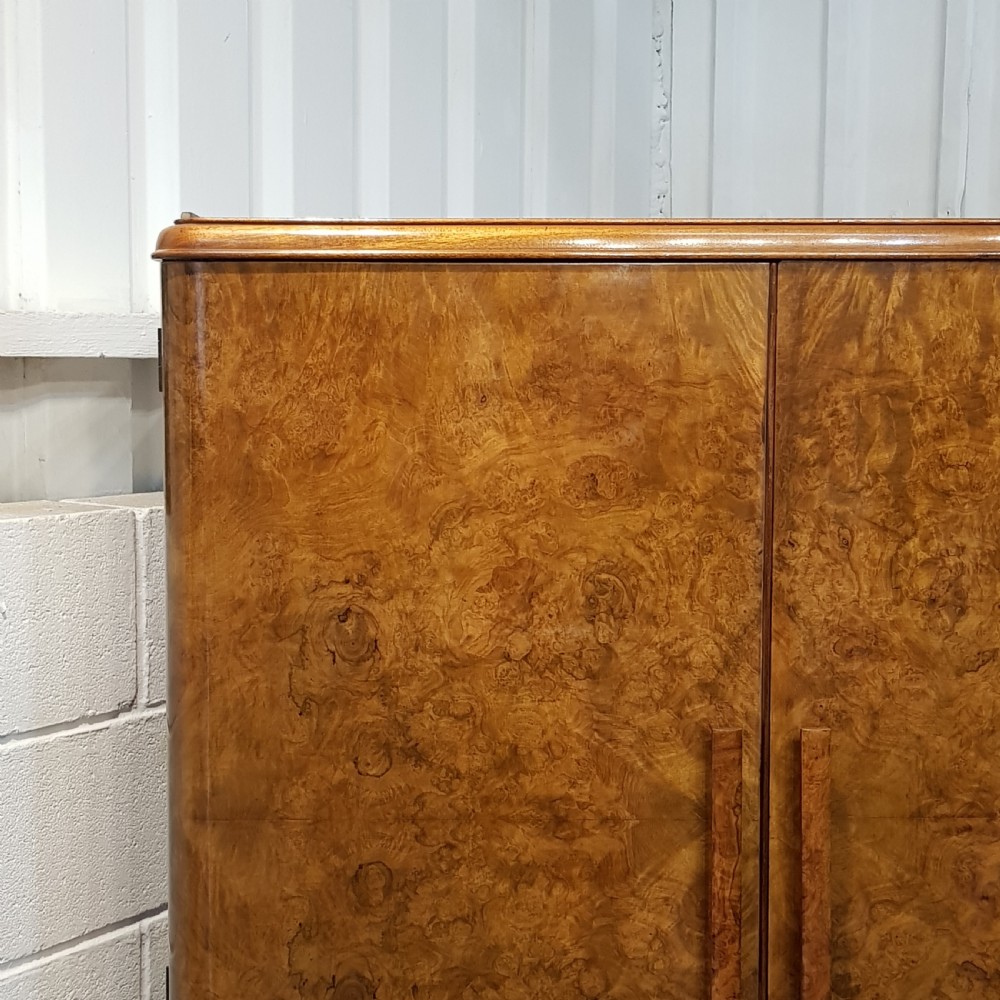 ANTIQUE ART DECO BURR WALNUT FOUR DOOR FITTED WARDROBE C1920 View V
