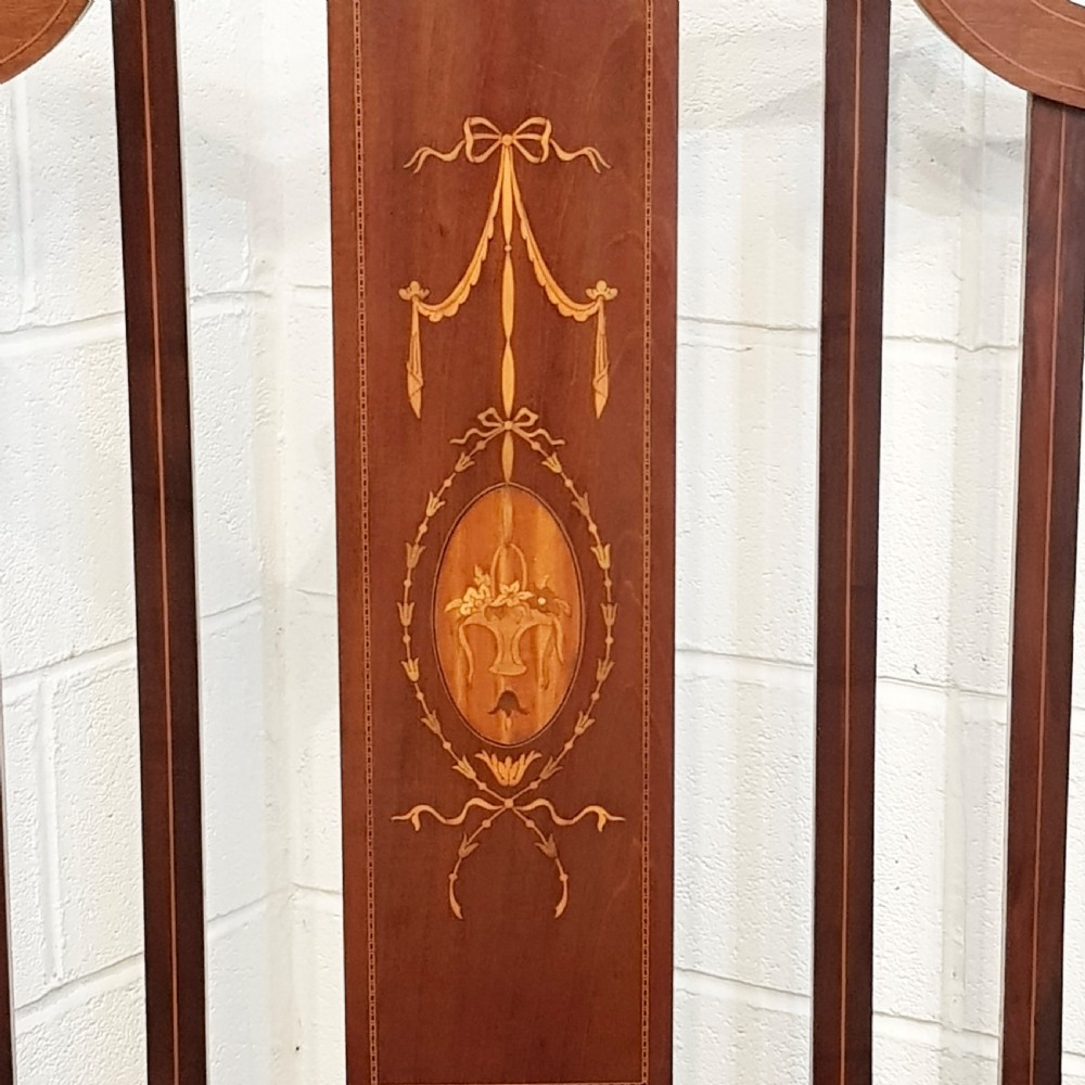 ANTIQUE EDWARDIAN INLAID MAHOGANY SINGLE BED BY STAPLES  c1900 View V