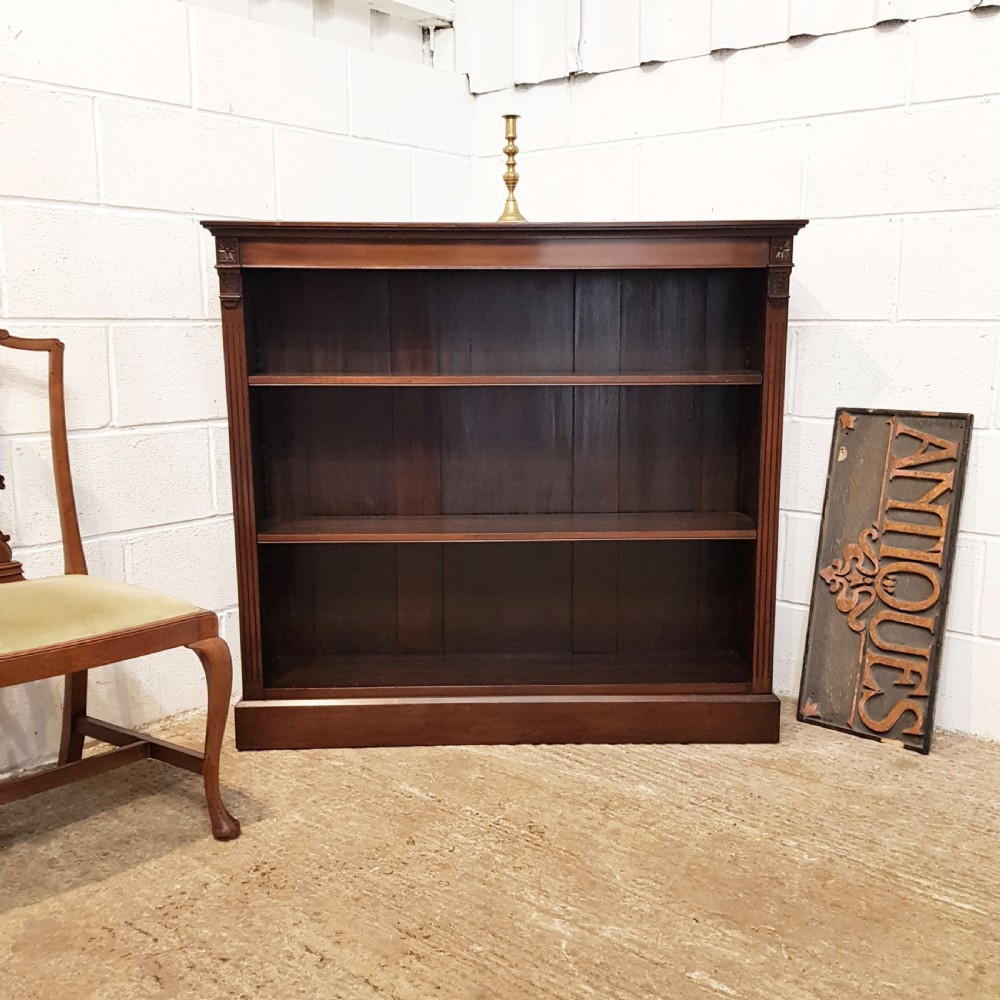 ANTIQUE VICTORIAN MAHOGANY OPEN BOOKCASE C1880