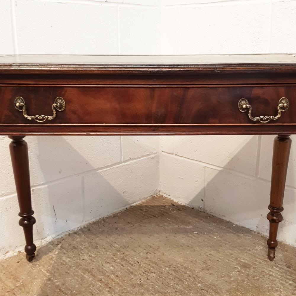 ANTIQUE VICTORIAN MAHOGANY LEATHER TOP WRITING TABLE C1880 View III