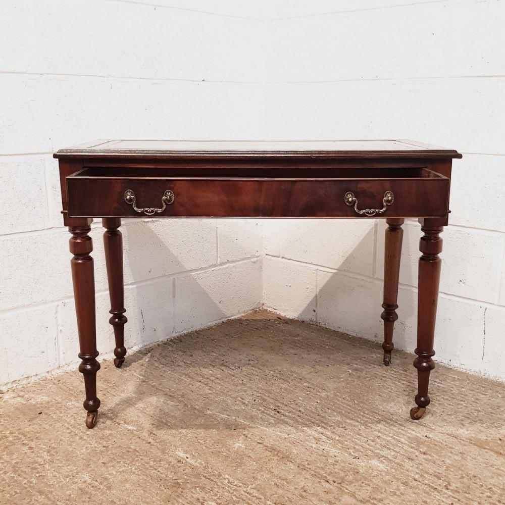 ANTIQUE VICTORIAN MAHOGANY LEATHER TOP WRITING TABLE C1880 View IV