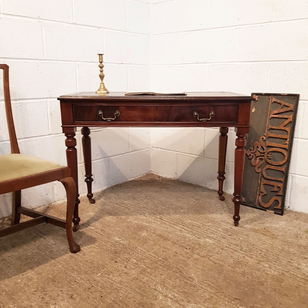ANTIQUE VICTORIAN MAHOGANY LEATHER TOP WRITING TABLE C1880 View VI