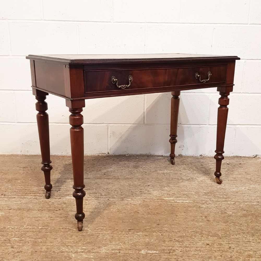 ANTIQUE VICTORIAN MAHOGANY LEATHER TOP WRITING TABLE C1880 View VII