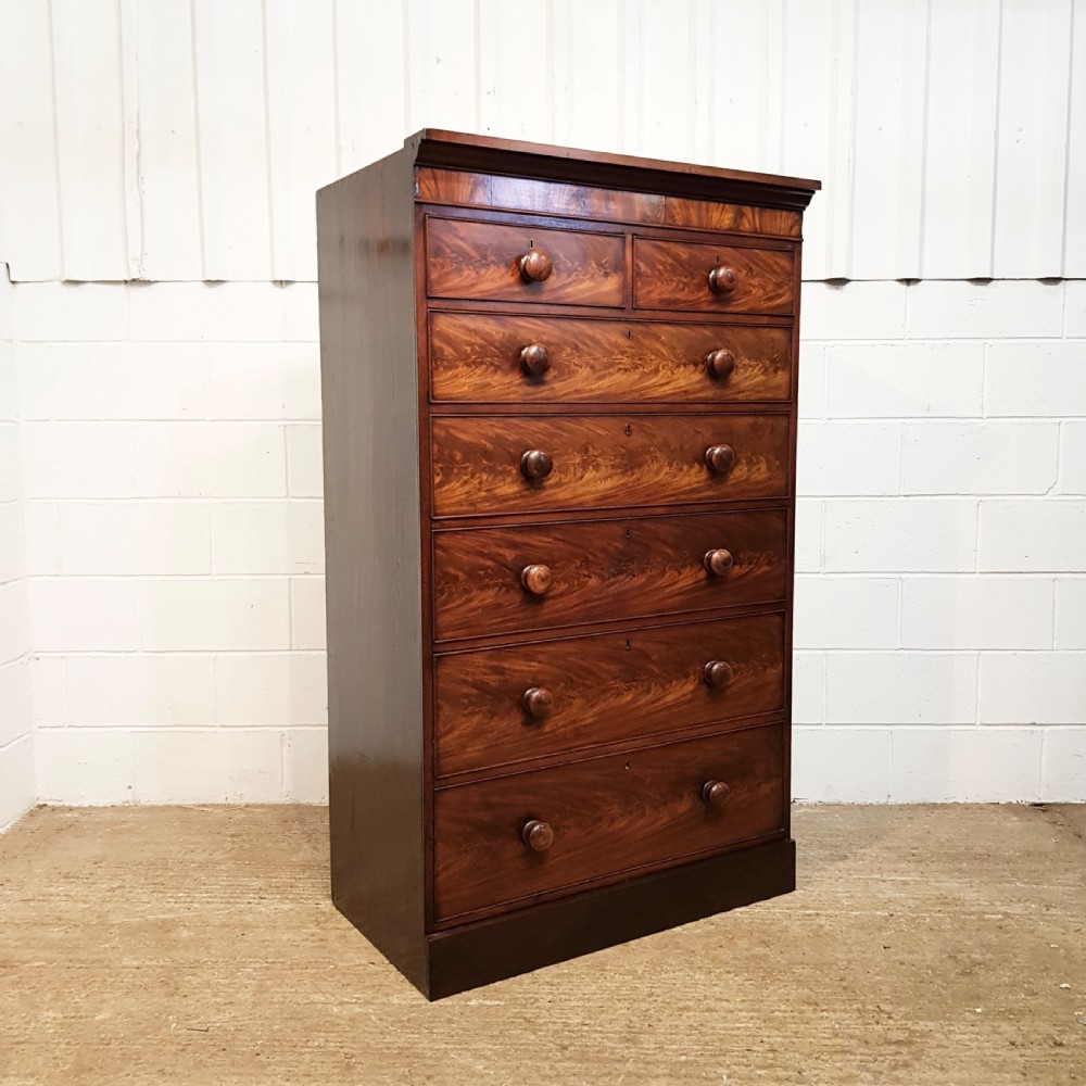 ANTIQUE VICTORIAN MAHOGANY TALL ALCOVE CHEST OF DRAWERS C1880 View II