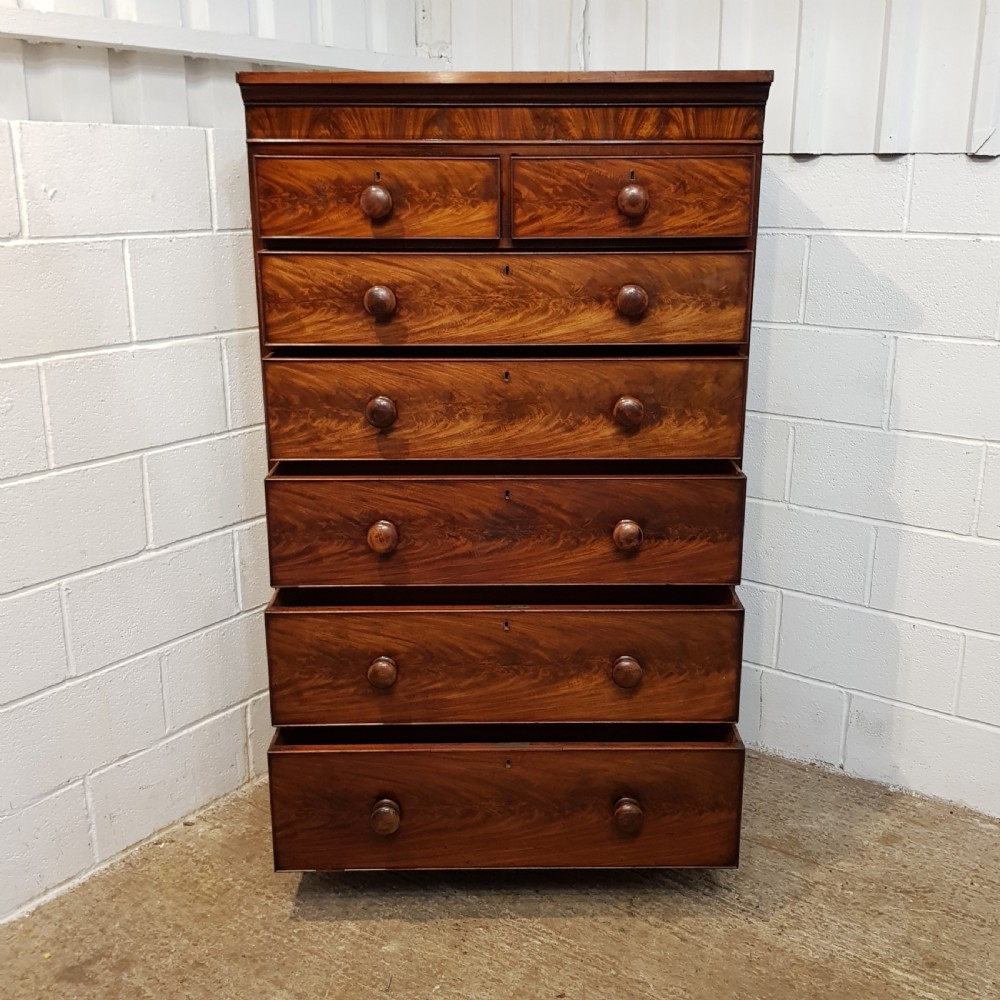 ANTIQUE VICTORIAN MAHOGANY TALL ALCOVE CHEST OF DRAWERS C1880 View IV