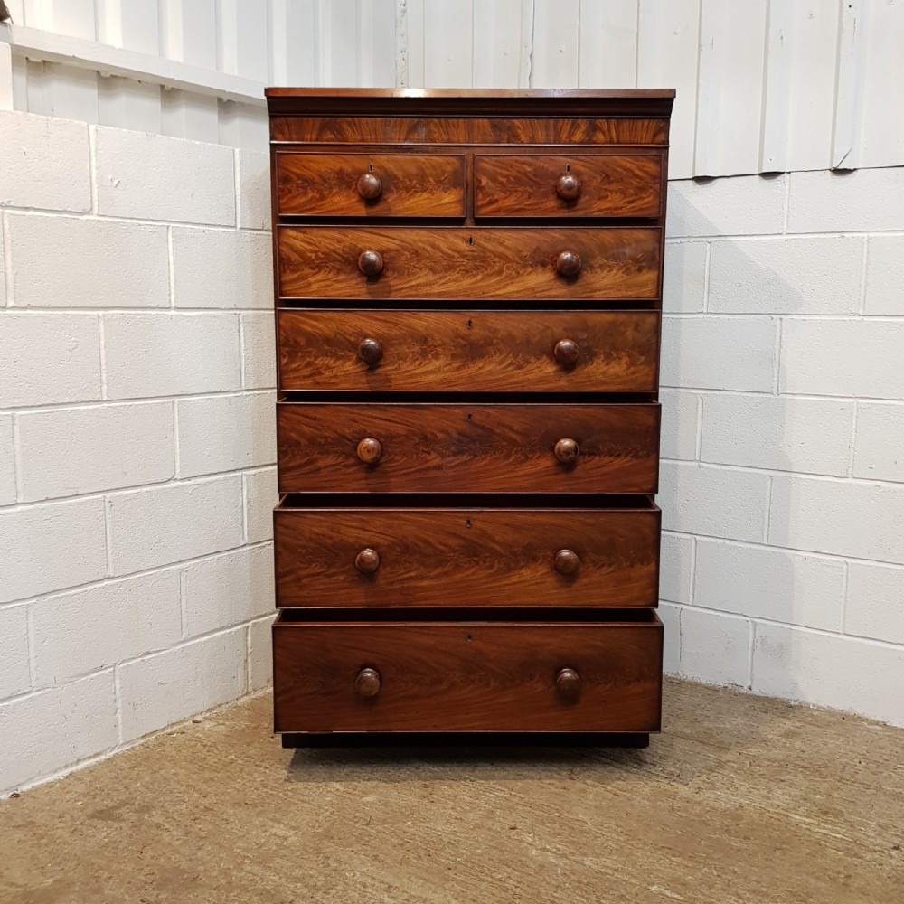 ANTIQUE VICTORIAN MAHOGANY TALL ALCOVE CHEST OF DRAWERS C1880 View VII
