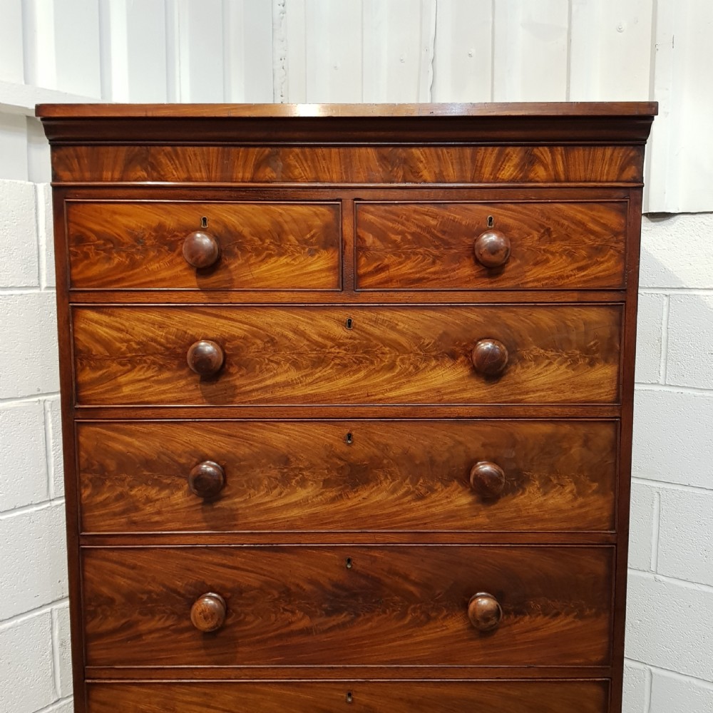 ANTIQUE VICTORIAN MAHOGANY TALL ALCOVE CHEST OF DRAWERS C1880 View VIII