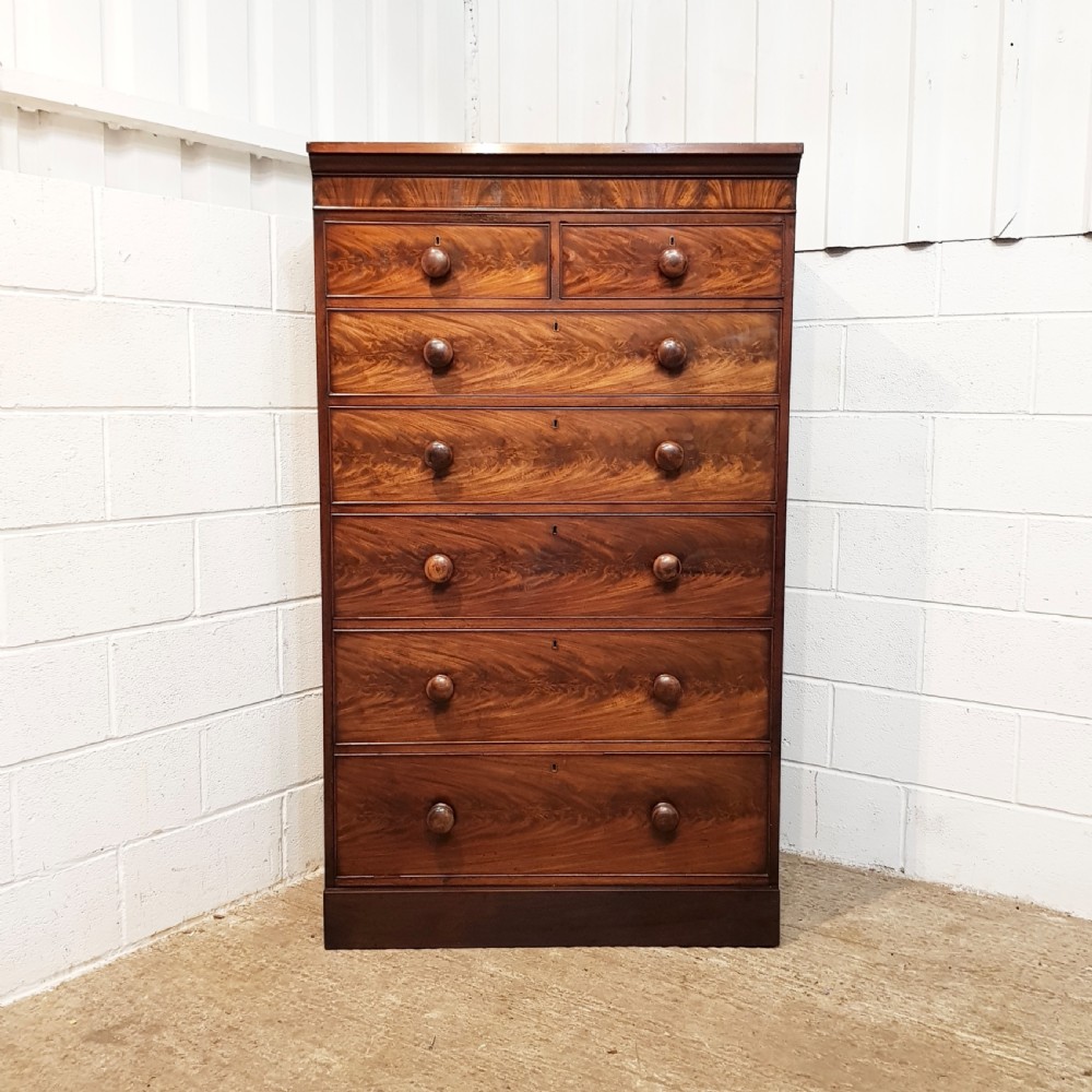 ANTIQUE VICTORIAN MAHOGANY TALL ALCOVE CHEST OF DRAWERS C1880 View X