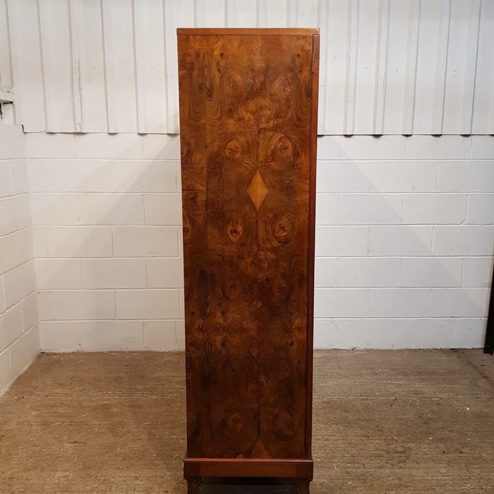 ANTIQUE ART DECO BURR WALNUT TRIPLE WARDROBE C1920 View VI