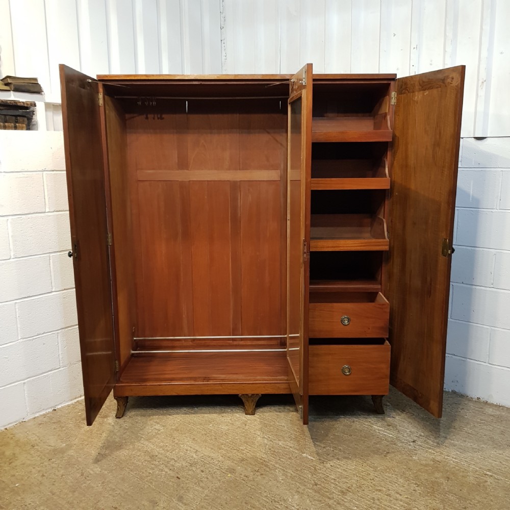 ANTIQUE ART DECO BURR WALNUT TRIPLE WARDROBE C1920 View VIII