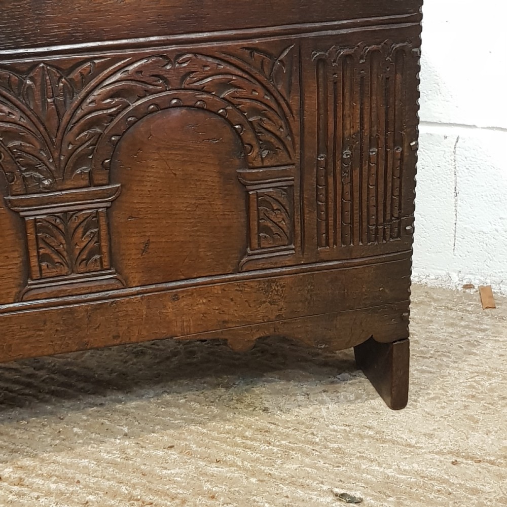 ANTIQUE 18TH CENTURY  CARVED & JOINED OAK COFFER C1780 View VII