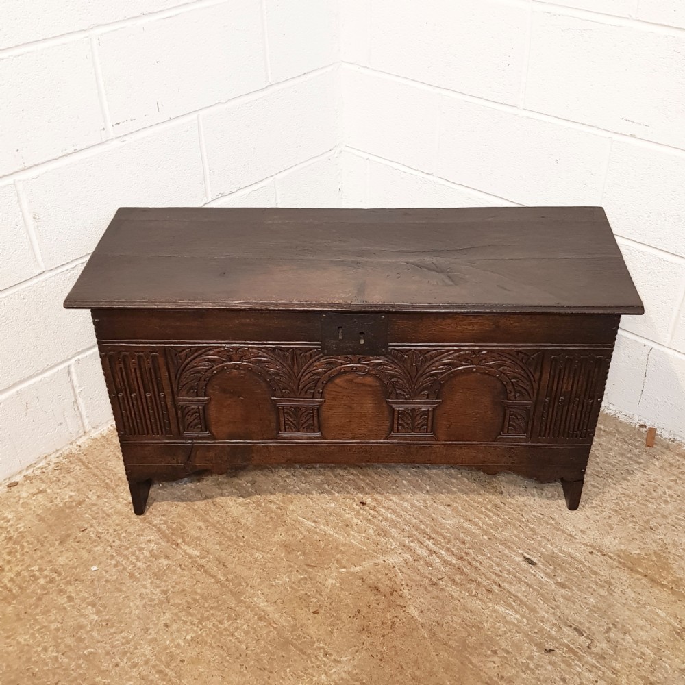 ANTIQUE 18TH CENTURY  CARVED & JOINED OAK COFFER C1780 View VIII