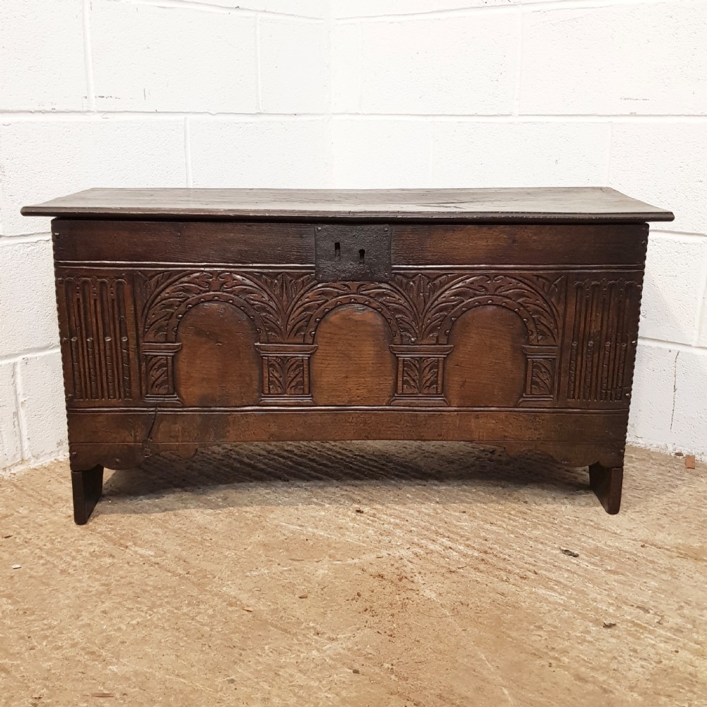 ANTIQUE 18TH CENTURY  CARVED & JOINED OAK COFFER C1780 View IX