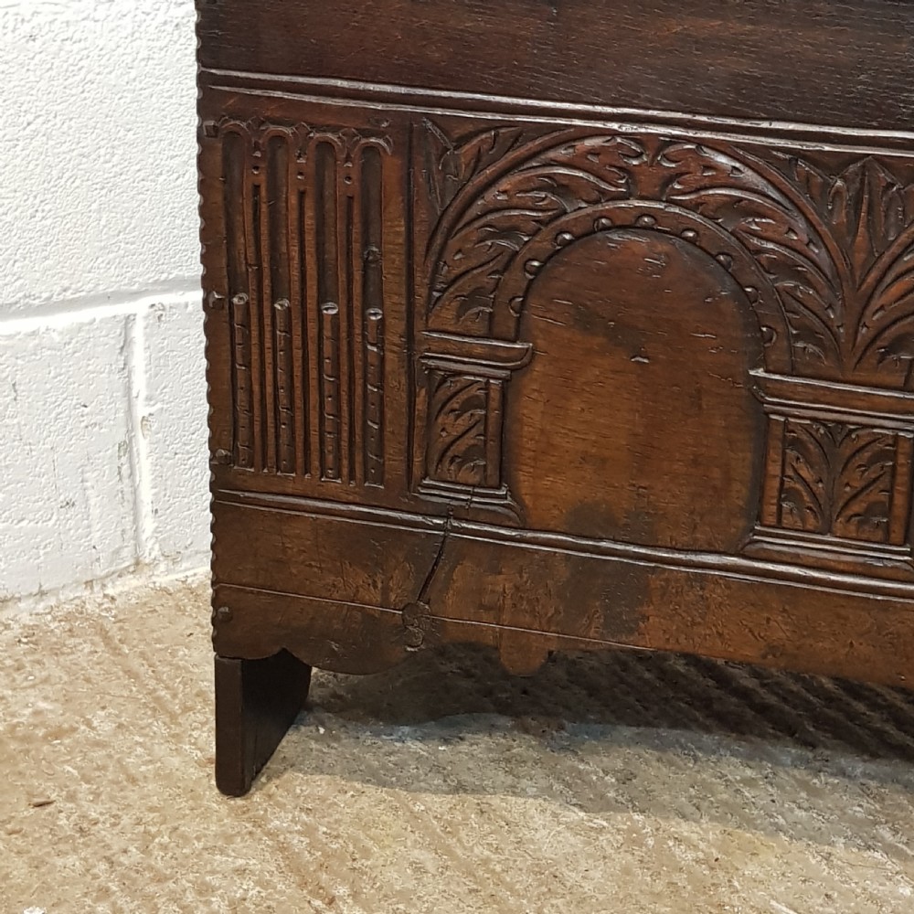 ANTIQUE 18TH CENTURY  CARVED & JOINED OAK COFFER C1780 View XI