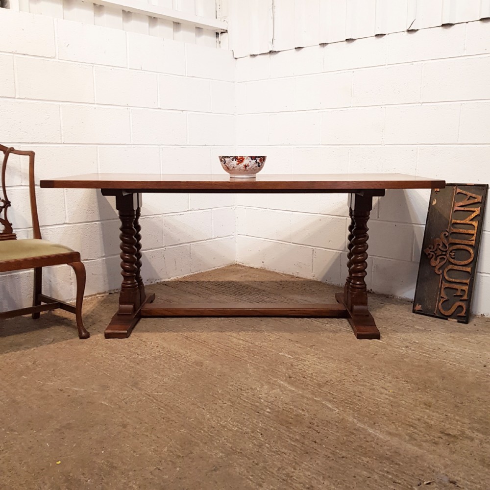 ANTIQUE OAK REFECTORY DINING TABLE C1920 View VII