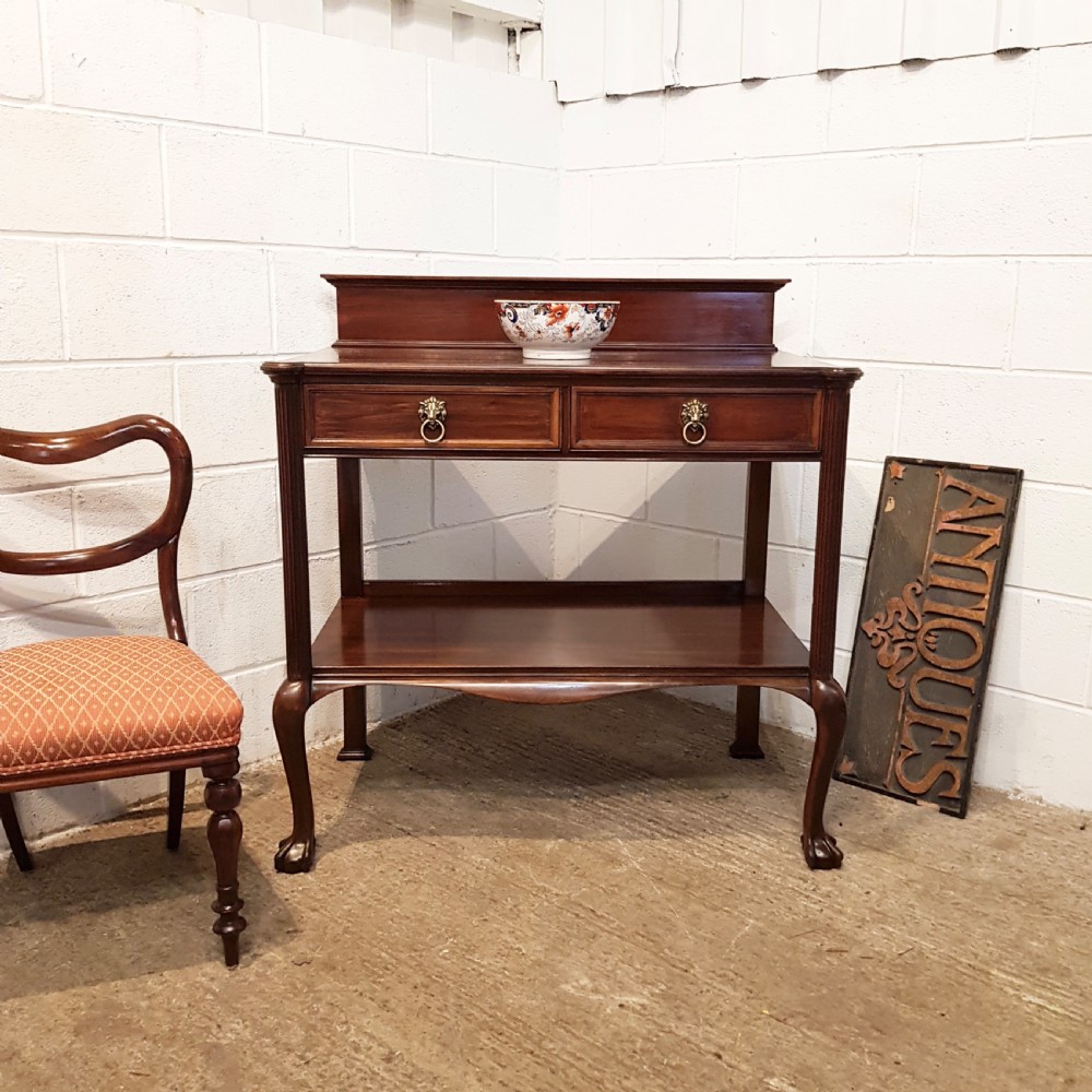 ANTIQUE EDWARDIAN MAHOGANY SERVING CONSOLE TABLE BY MAPLE & CO C1900