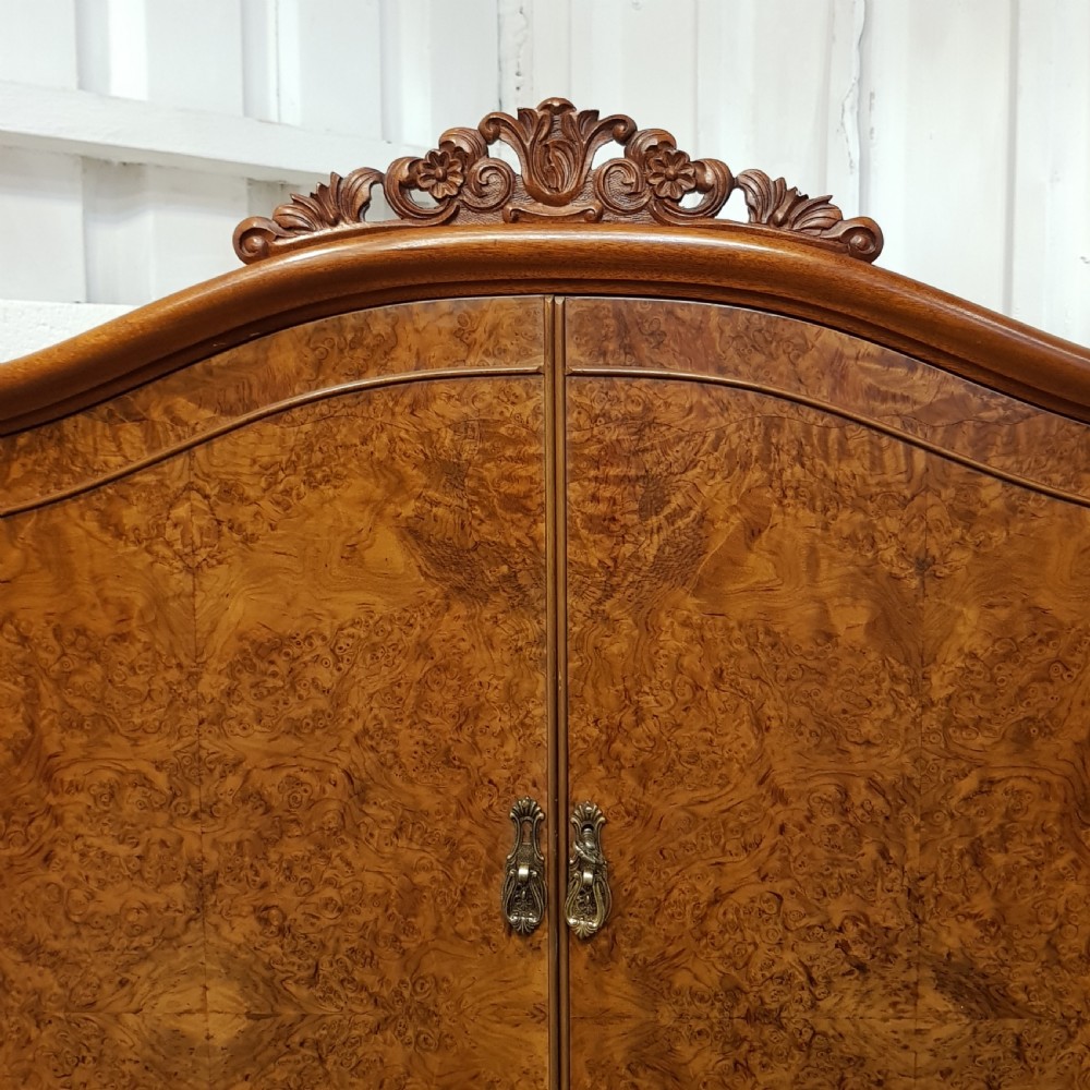 ANTIQUE QUEEN ANNE BURR WALNUT COCKTAIL CABINET C1920 View VI