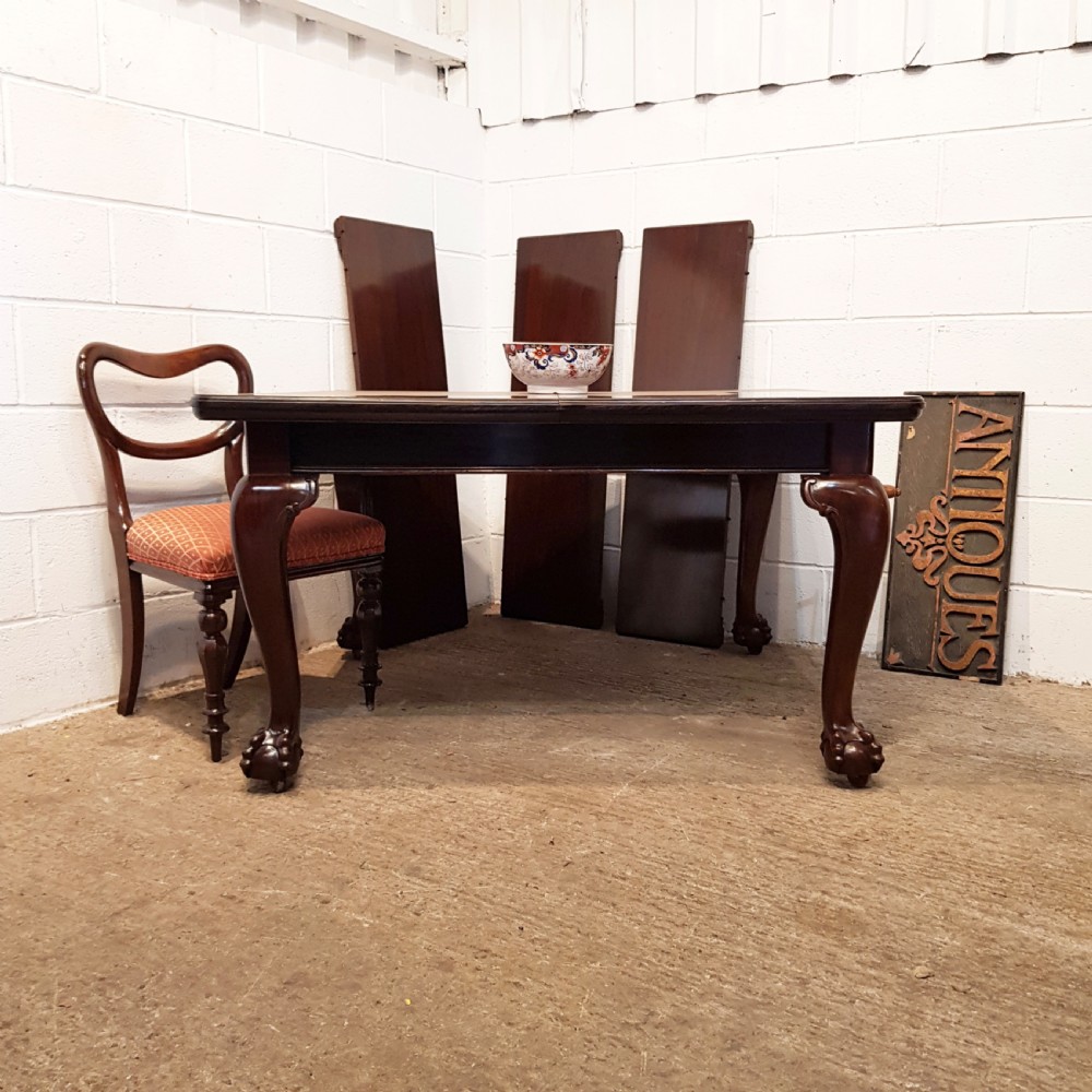 ANTIQUE LATE VICTORIAN MAHOGANY EXTENDING DINING TABLE C1890
