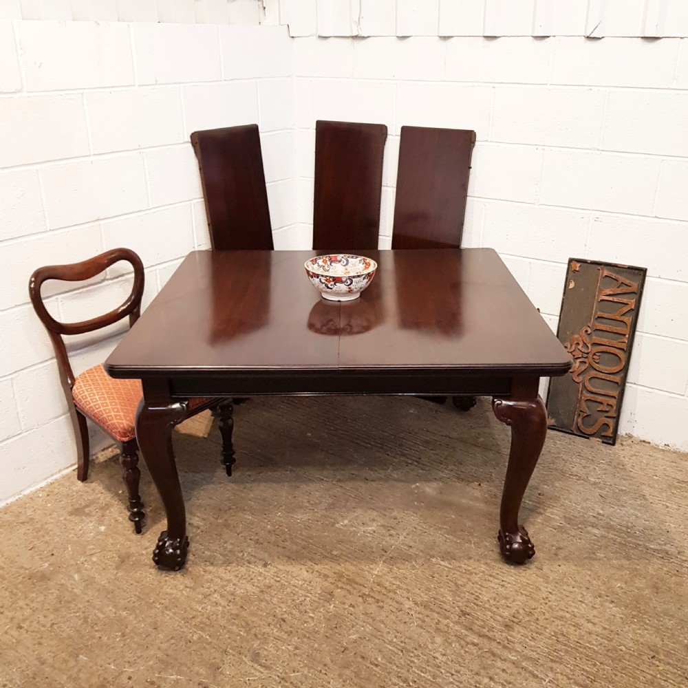ANTIQUE LATE VICTORIAN MAHOGANY EXTENDING DINING TABLE C1890 View V