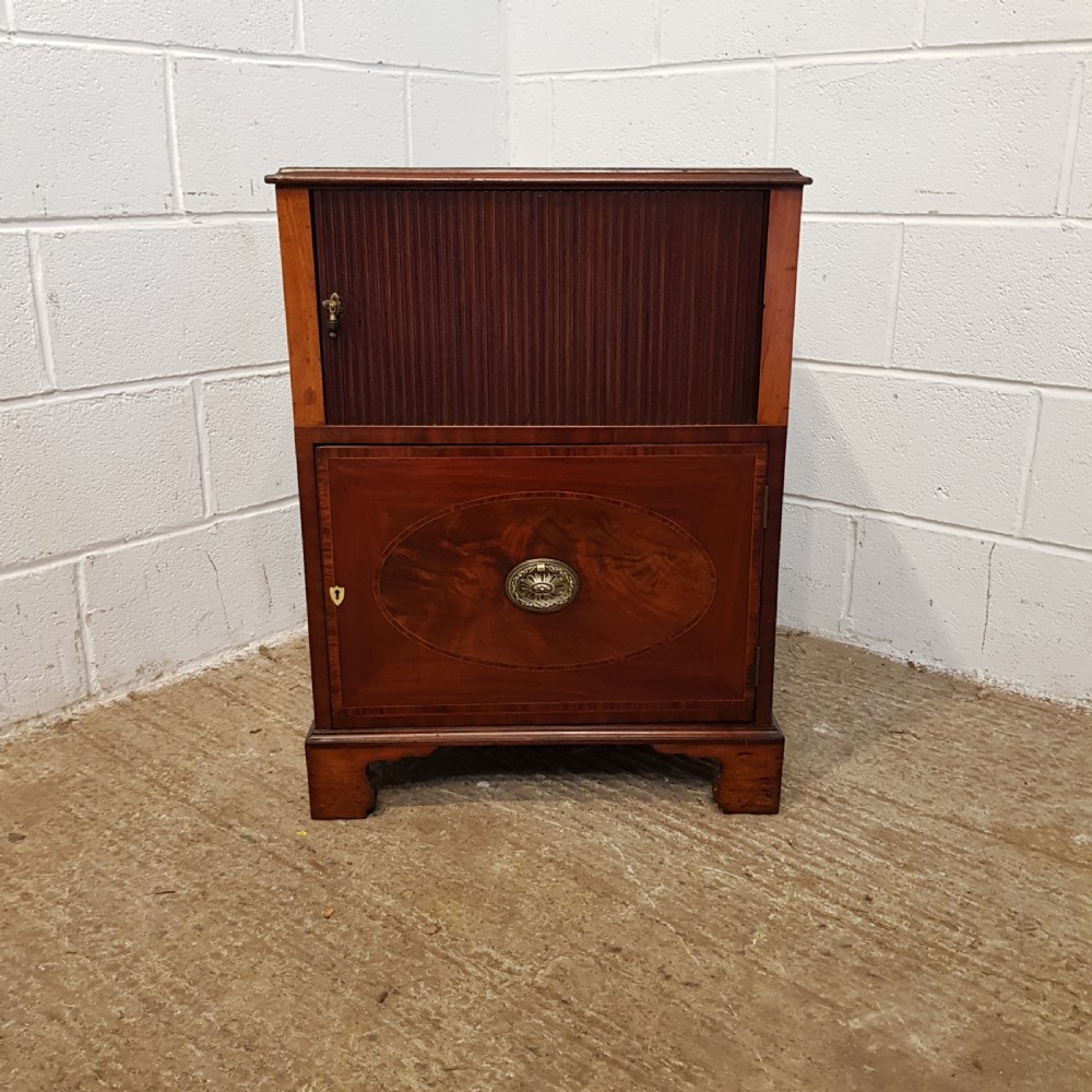 ANTIQUE REGENCY MAHOGANY TAMBOR FRONT BEDSIDE CABINET C1820 View VII