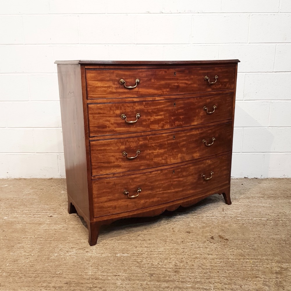 ANTIQUE REGENCY MAHOGANY BOW FRONT CHEST OF DRAWERS C1820 View II
