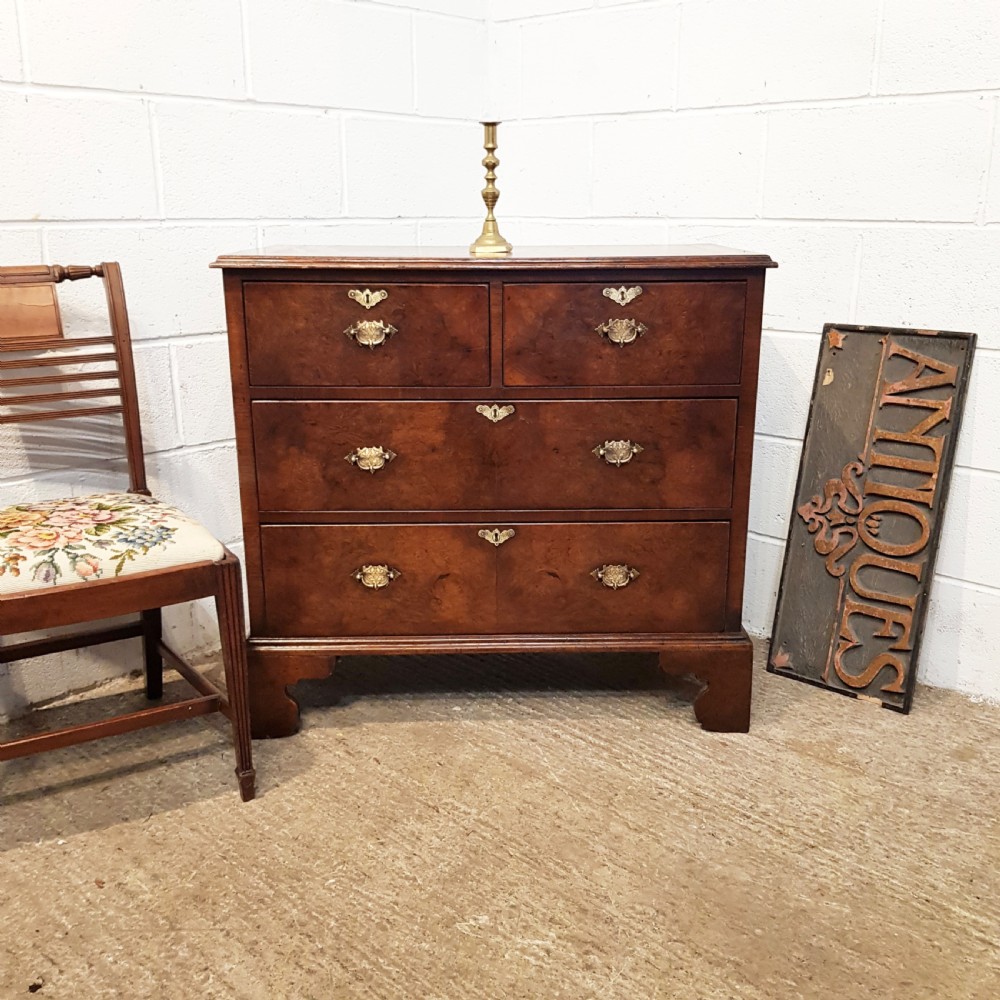 ANTIQUE VICTORIAN WALNUT AND OAK DWARF CHEST OF DRAWERS C1850