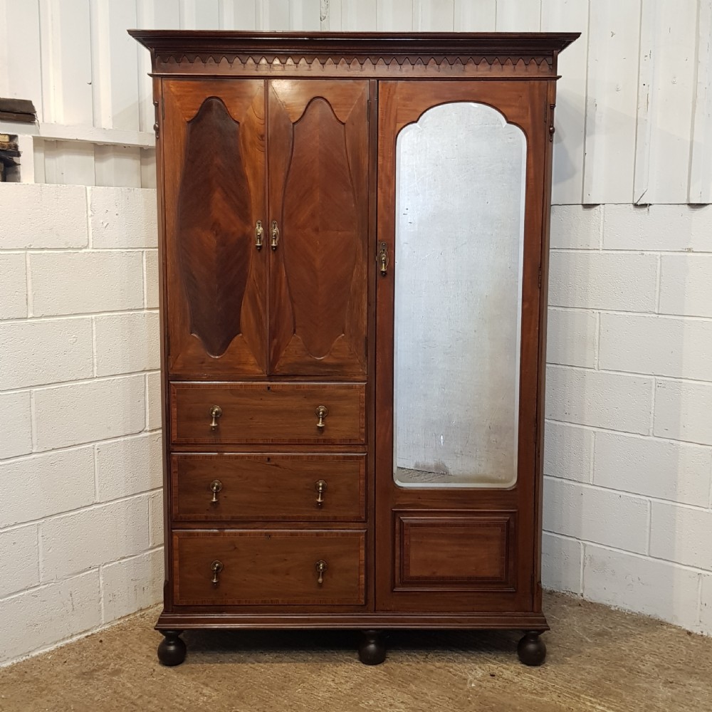 ANTIQUE EDWARDIAN MAHOGANY COMBINATION WARDROBE C1900 View II