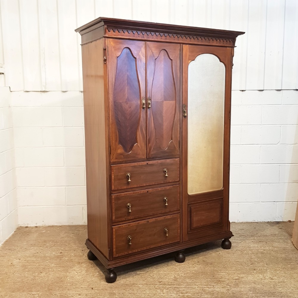 ANTIQUE EDWARDIAN MAHOGANY COMBINATION WARDROBE C1900 View III