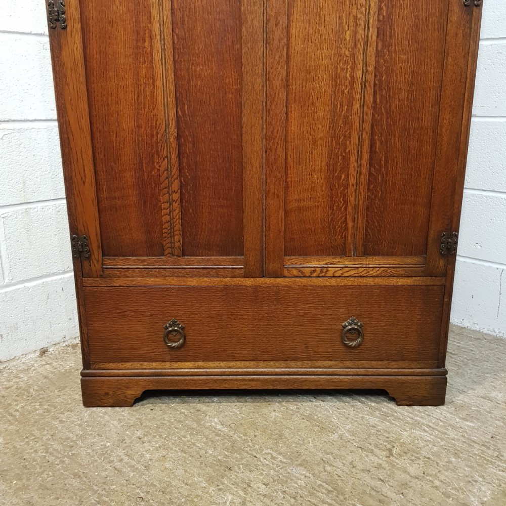 ANTIQUE OAK LINEN FOLD TALLBOY C1920 View IV