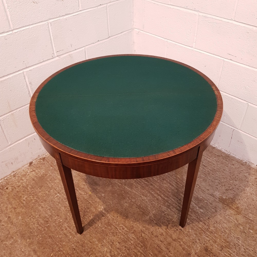 ANTIQUE REGENCY INLAID MAHOGANY FOLD OVER GAMES TABLE C1820 View III