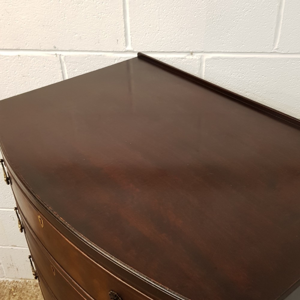 ANTIQUE EDWARDIAN MAHOGANY BOW FRONT TALL CHEST OF DRAWERS C1900 View V