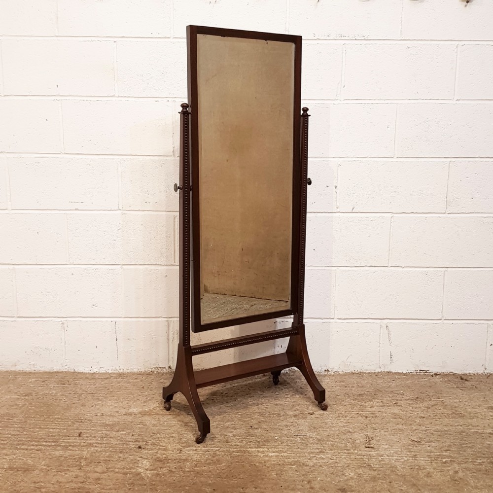 ANTIQUE EDWARDIAN MAHOGANY CHEVAL MIRROR C1900 View II